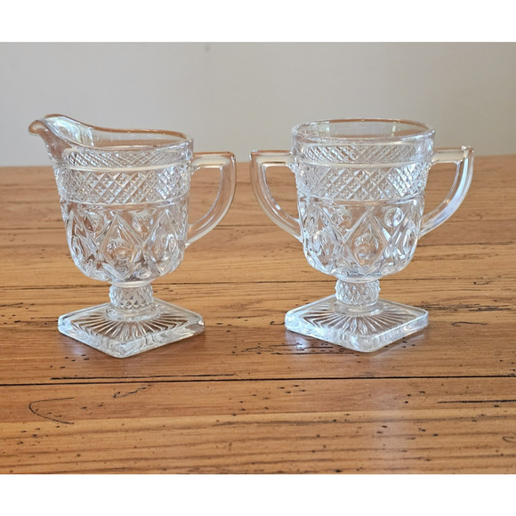 Vintage Imperial Glass-Ohio Cape Cod Cream Sugar Set - Picture 1 of 5
